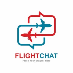 chat with plane vector logo template. Suitable for transportation, travelling, chatting, and media social