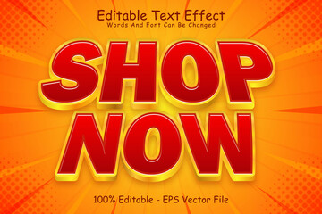 Fototapeta na wymiar Shop Now Editable Text Effect 3 Dimension Emboss Cartoon Style
