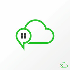 Simple and unique Letter or word P or chat talk with window and cloud image graphic icon logo design abstract concept vector stock. Can be used as a symbol related to home tech or communication