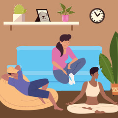 relaxed people at home