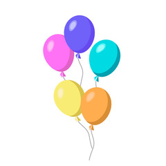 A set of colored balloons isolated on a white background.Pink.blue,turquoise,yellow,orange balls.VECTOR ILLUSTRATION FOR TEXTILES.FESTIVE DESIGNS.