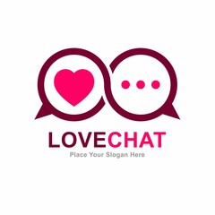 Love chat logo vector template. Suitable for business, love symbol and romantic chat