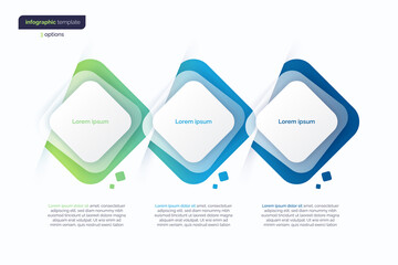 Abstract vector gradient minimalistic infographic template composed of 3 rounded squares
