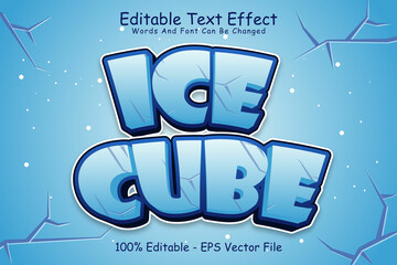 Ice Cube Editable Text Effect 3 Dimension Emboss Cartoon Style