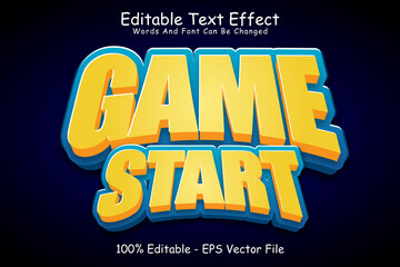 Game Start Editable Text Effect 3 Dimension Emboss Modern Style