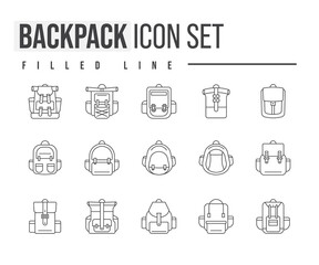 Simple Set of Backpack Related Vector Line Icons. linear style sign for mobile concept and web design. Backpack line vector icon. Symbol, logo illustration.