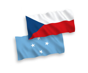 Flags of Czech Republic and Federated States of Micronesia on a white background