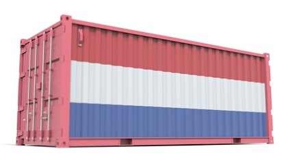 Fototapeta premium Flag of the Netherlands on the side of a cargo container, 3d rendering