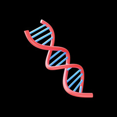 Blue And Red DNA Structure 3D Element Over Black Background.