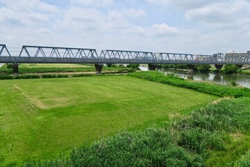 Fototapeta na wymiar 江戸川と江戸川橋梁
