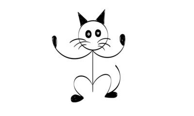 Simple Cat Line Art. Black Cat Silhouette for print or use as poster, card, flyer, Tattoo or T Shirt