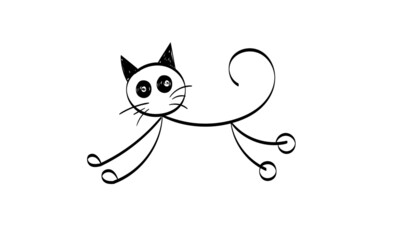 Simple Cat Line Art. Black Cat Silhouette for print or use as poster, card, flyer, Tattoo or T Shirt