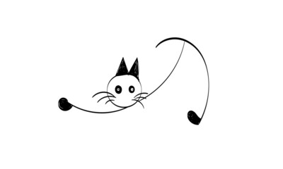 Simple Cat Line Art. Black Cat Silhouette for print or use as poster, card, flyer, Tattoo or T Shirt