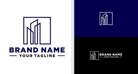 BUILDING LOGO LINE LUXURY ELEGANT MODERN EDITABLE