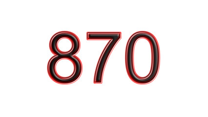 red 870 number 3d effect white background