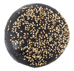 Black buns for hamburger, burger isolated on black background,