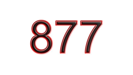 red 877 number 3d effect white background