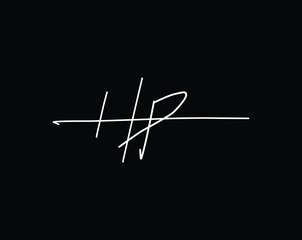 Initial Letter Hp handwriting logo hand drawn template vector - obrazy, fototapety, plakaty