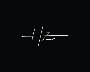 Fototapeta na wymiar Initial Letter Hz handwriting logo hand drawn template vector