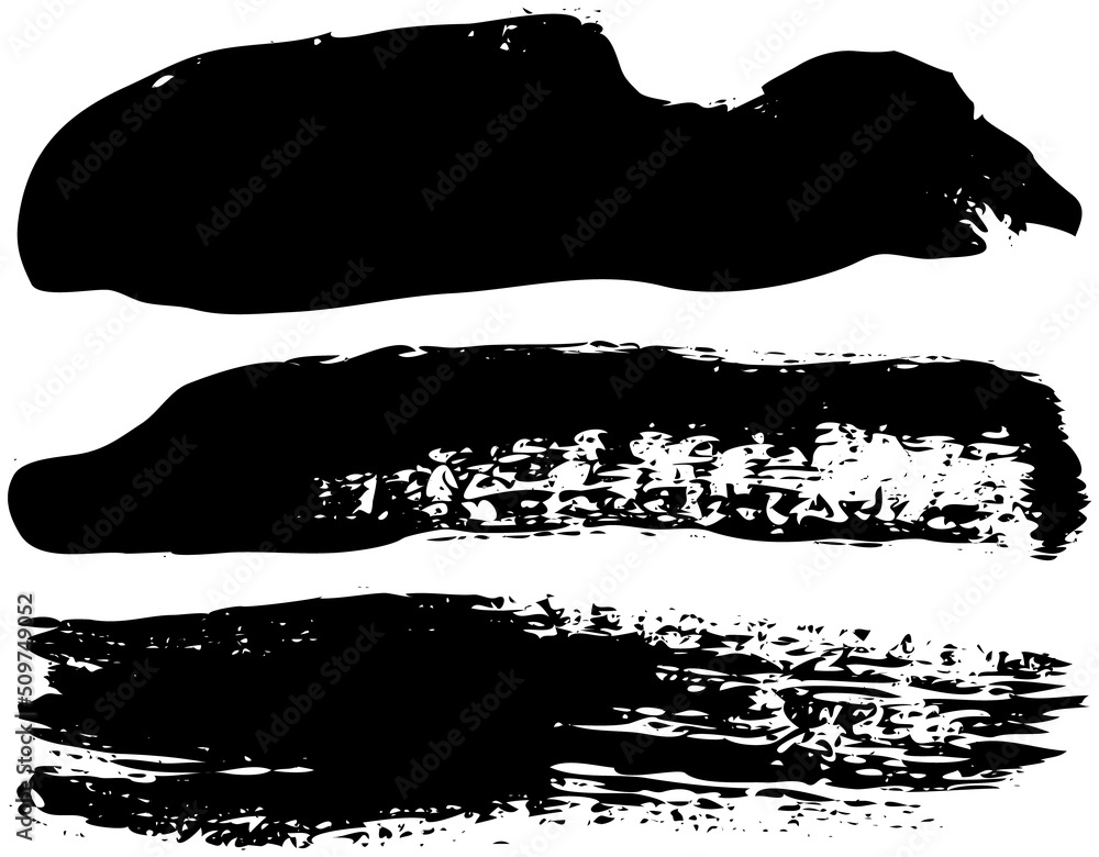 Poster set of different abstract shapes, smears and prints. black design elements isolated on white backgro