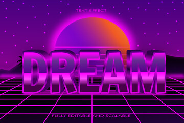 Dream editable Text effect 3 Dimension emboss retro style