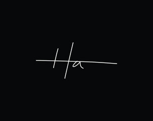 Initial Letter Ha handwriting logo hand drawn template vector