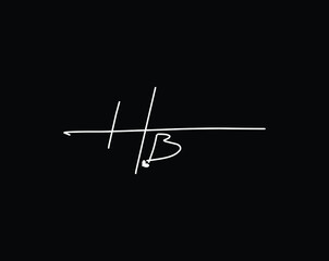 Initial Letter HB handwriting logo hand drawn template vector