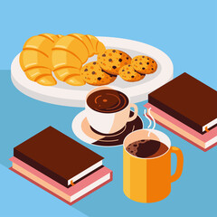 coffee food and books