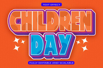 Children Day  Editable Text Effect 3D Emboss Modern Style