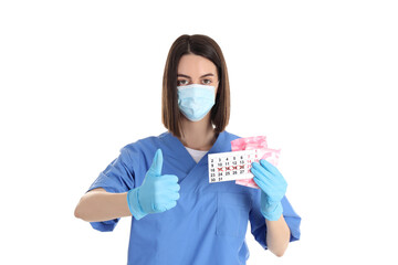 Young female doctor isolated on white background