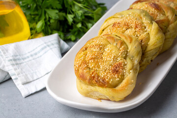 Traditional delicious Turkish cuisine, Middle Eastern cuisine; Turkish name; Antakya - Hatay kulce boregi