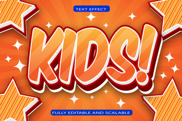 Kids Editable Text Effect 3 Dimension Emboss Comic Style