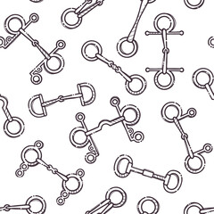 Different kinds of snaffles. Seamless pattern for wrapping, backgrounds, wallpapers, textile composition. Vector hand drawn style illustration.