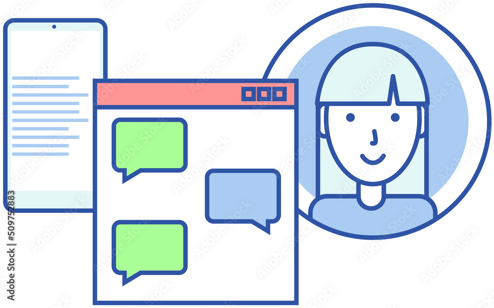 Poster app for chatting and mailing icon. program, social network for online communication via internet. vi