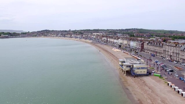 Weymouth Beach and Esplanade with Old Pier and Hotels