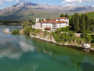 Fototapeta na wymiar Drone view at the monastery of Saint Naum in Macedonia