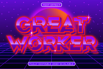 Great Worker Editable Text Effect 3 Dimension Emboss Retro Style