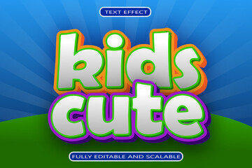 Kids Cute Editable Text Effect 3 Dimension Emboss Modern Style