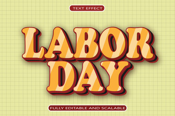 Labor Day Editable Text Effect 3 Dimension Emboss Vintage Style