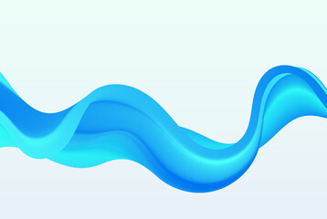 Smooth blue wave on a light background. Design element. Wavy lines.