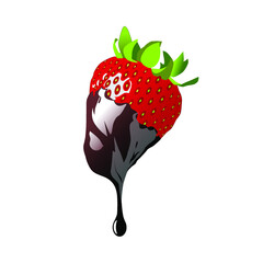 
vector image of fresh strawberries dipped in chocolate