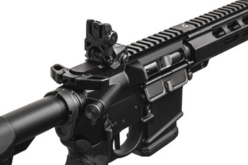 Modern automatic rifle isolated on white. Weapons for police, special forces and the army....