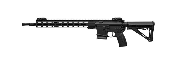 Modern automatic rifle isolated on white. Weapons for police, special forces and the army....