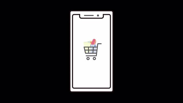 スマートフォン　オンラインショッピングのアニメーション動画　正面
