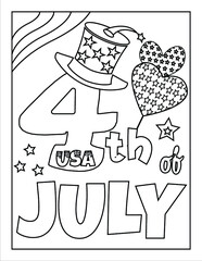 4th of July American Independence Day coloring page for kids and adults, 4th July coloring page