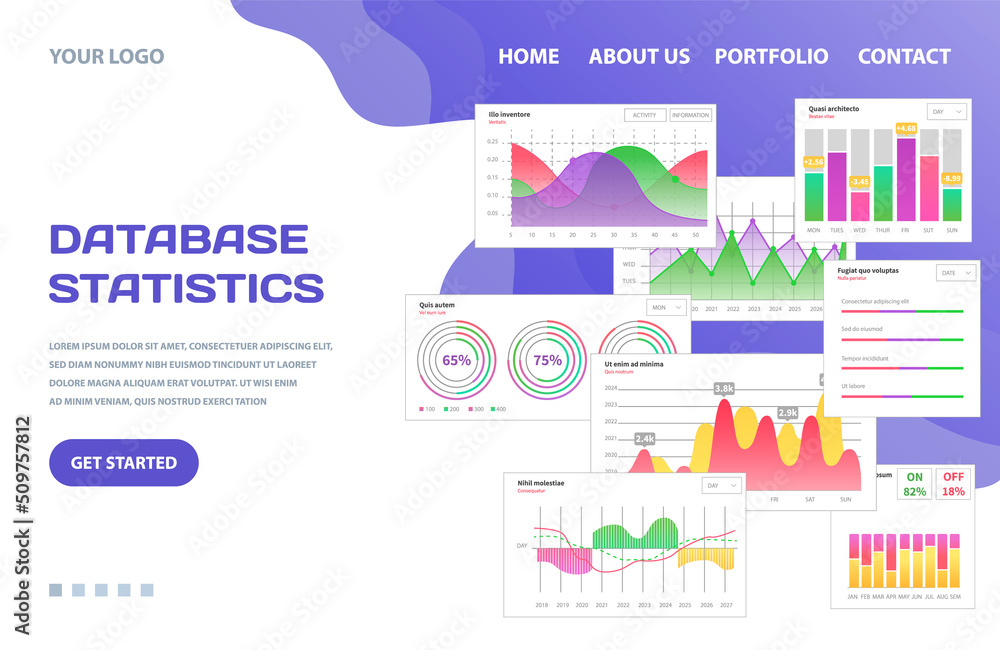 Poster infographic chart vector template. annual statistics curve graph design. market data diagrams. graph