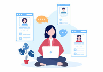 Employment Agency for Recruitment or Placement Job Service with Skilled and Experienced Career Laborers in Flat Cartoon Illustration