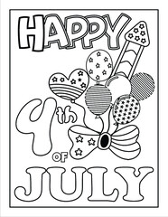 4th of July American Independence Day coloring page for kids and adults, 4th July coloring page