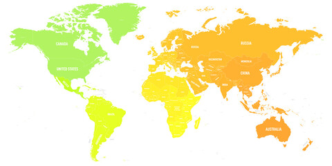 Fototapeta premium Colorful political map of World