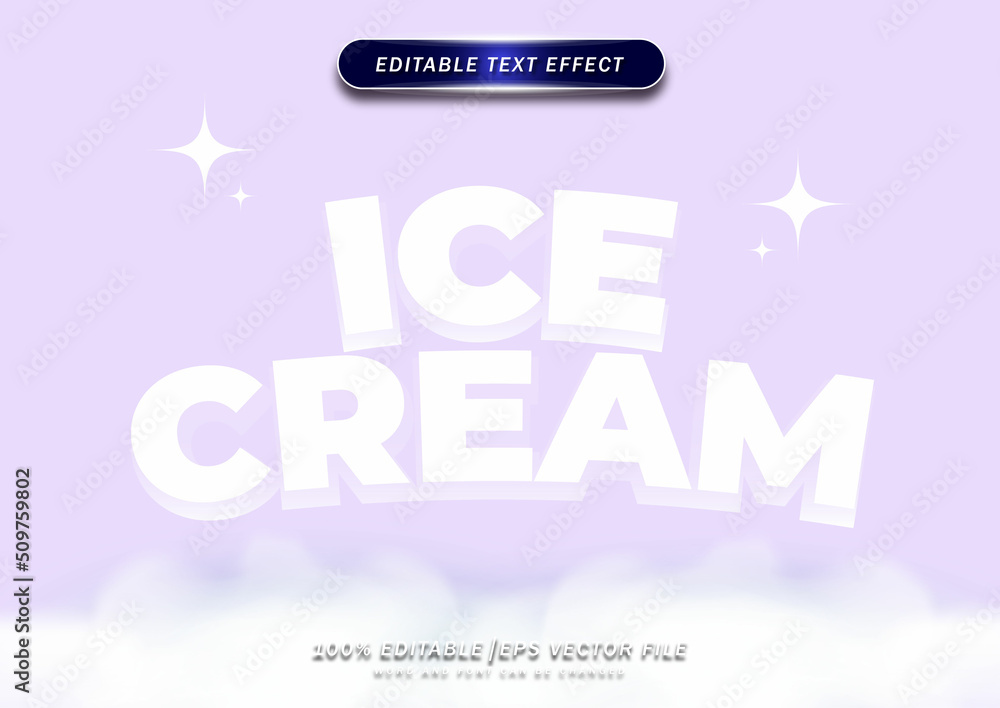 Aufkleber ice cream text editable effect. simple style design